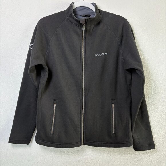 Voormi Full Zip Jacket Coat Womens L Black Pockets Wool Blend Company Logo USA - Picture 1 of 13
